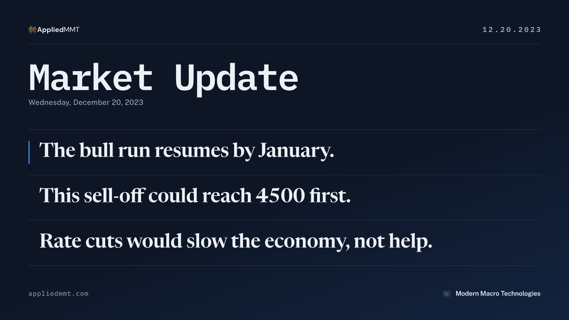 Market Update — Wednesday, December 20, 2023