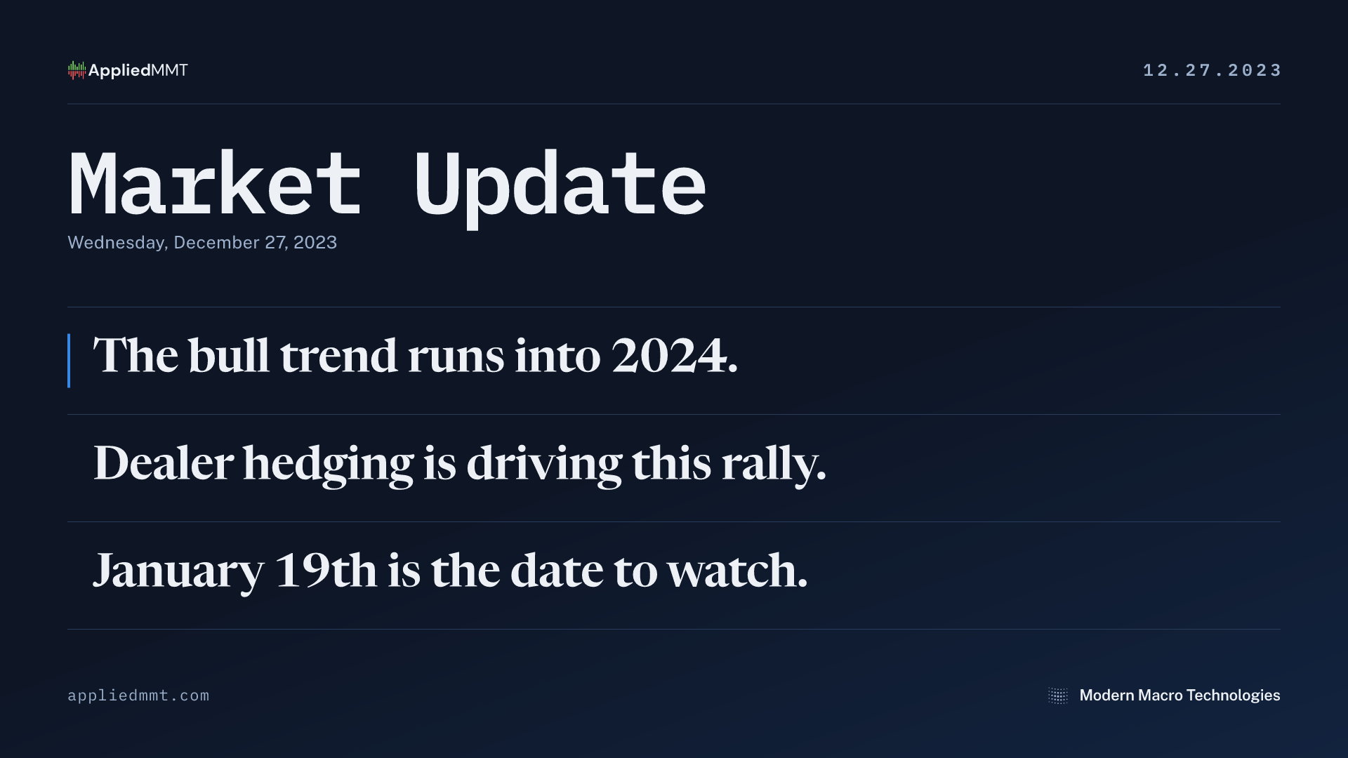 Market Update — Wednesday, December 27, 2023
