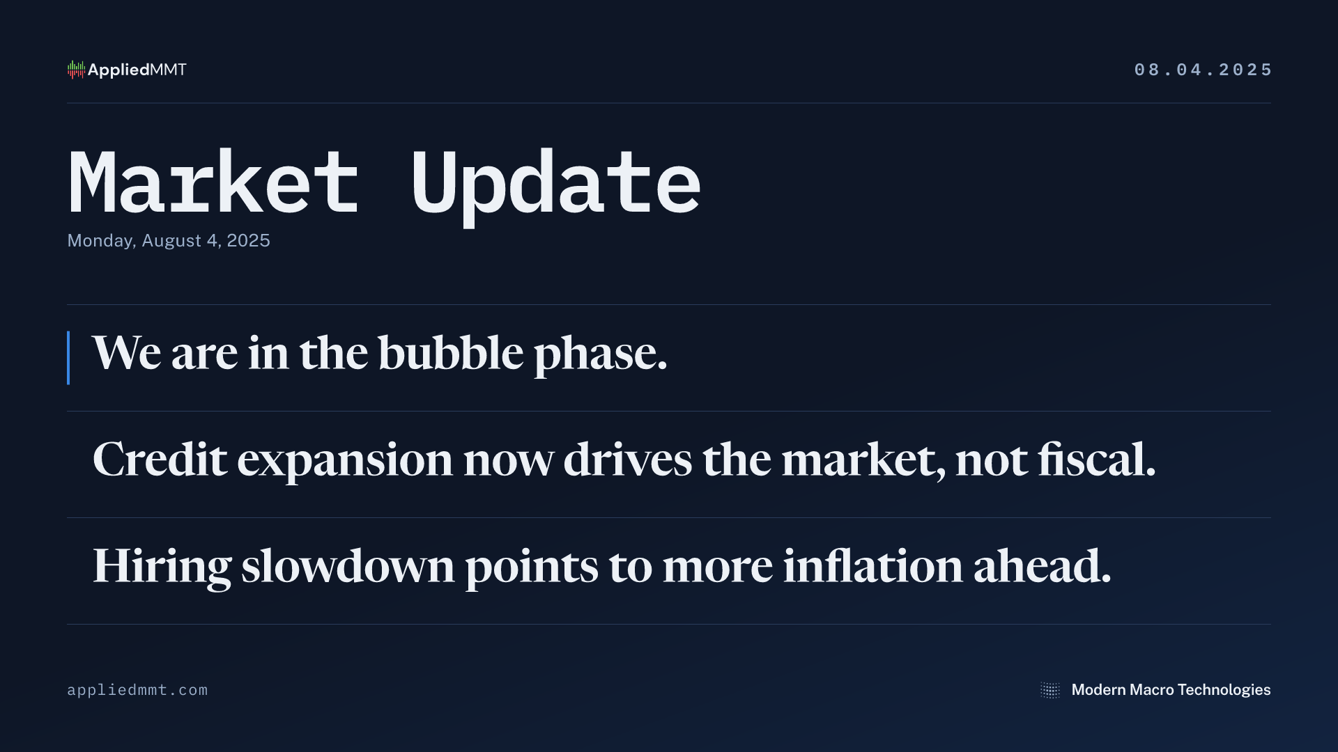 Market Update — Monday, August 4, 2025