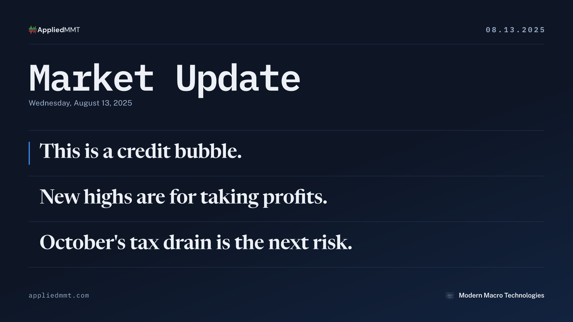 Market Update — Wednesday, August 13, 2025