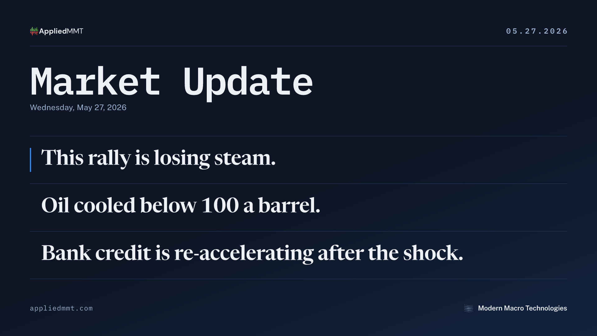 Market Update — Wednesday, May 27, 2026