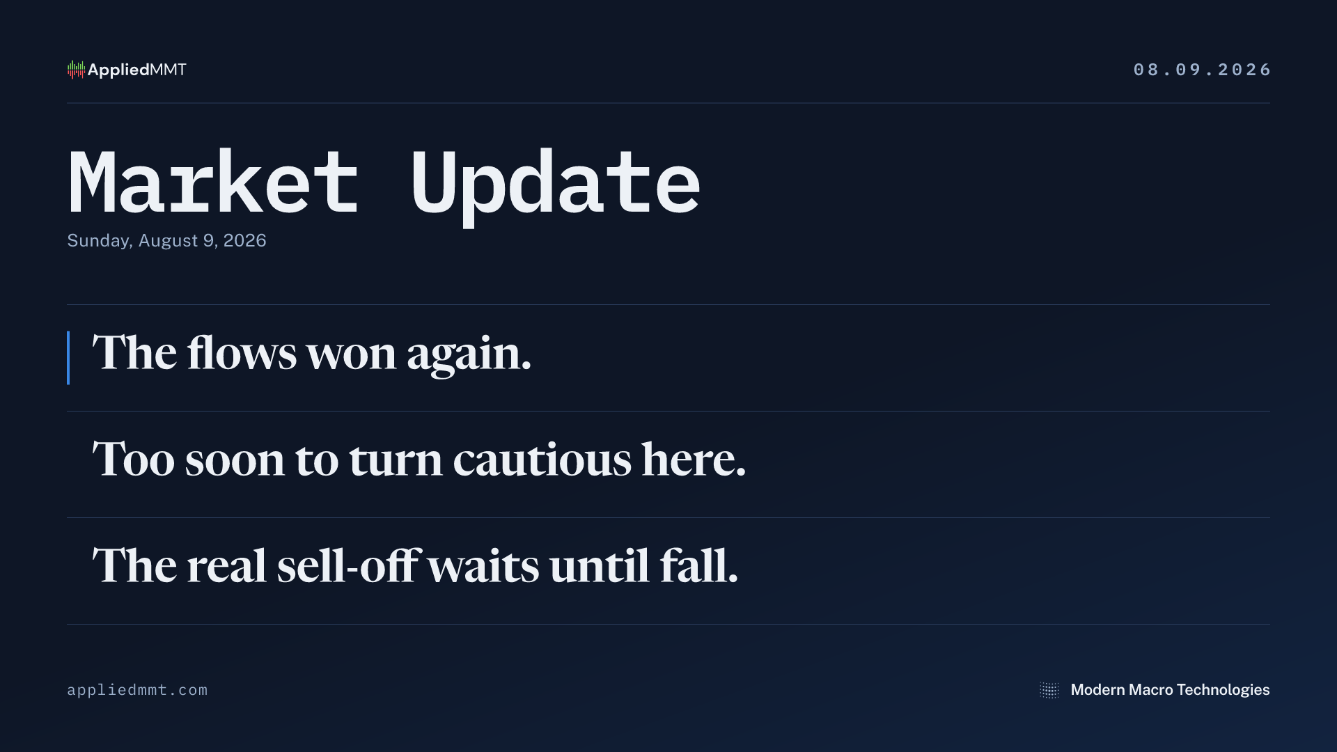 Market Update — Sunday, August 9, 2026