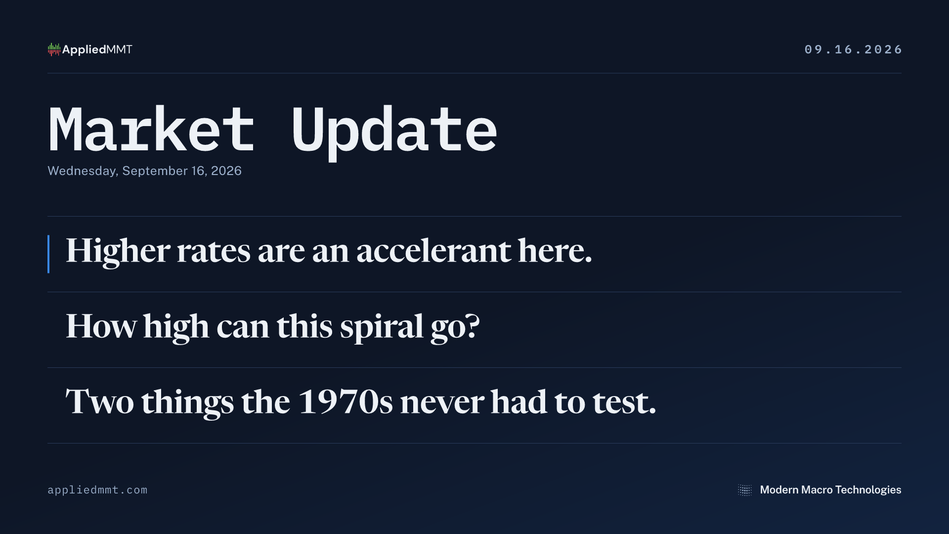 09/16/2026 Market Update: The Fed Hiked. Here's Why It Feeds the Cycle Instead of Ending It.